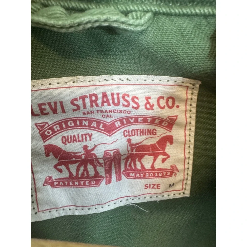 Levis Mens Olive Green Cotton Twill Field Jacket Military Utility Coat Size M